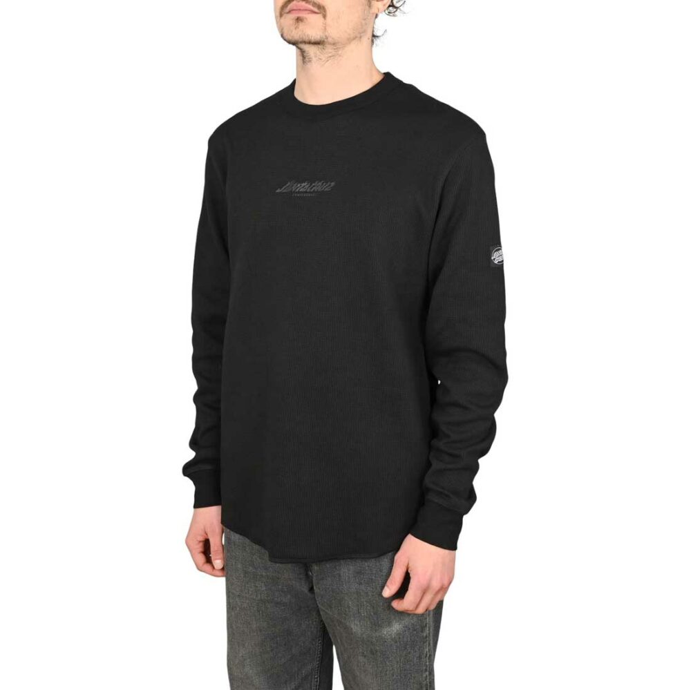 Santa Cruz Flame Strip Waffle L/S T-Shirt - Black
