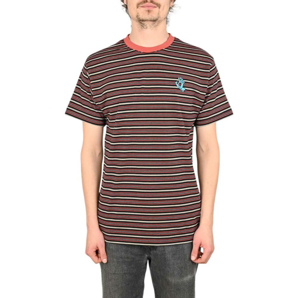 Santa Cruz Mini Hand Stripe S/S T-Shirt - Black Stone Stripe