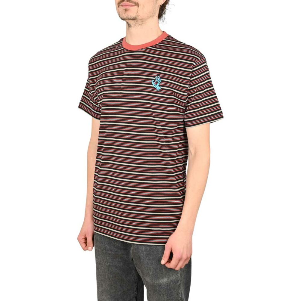 Santa Cruz Mini Hand Stripe S/S T-Shirt - Black Stone Stripe