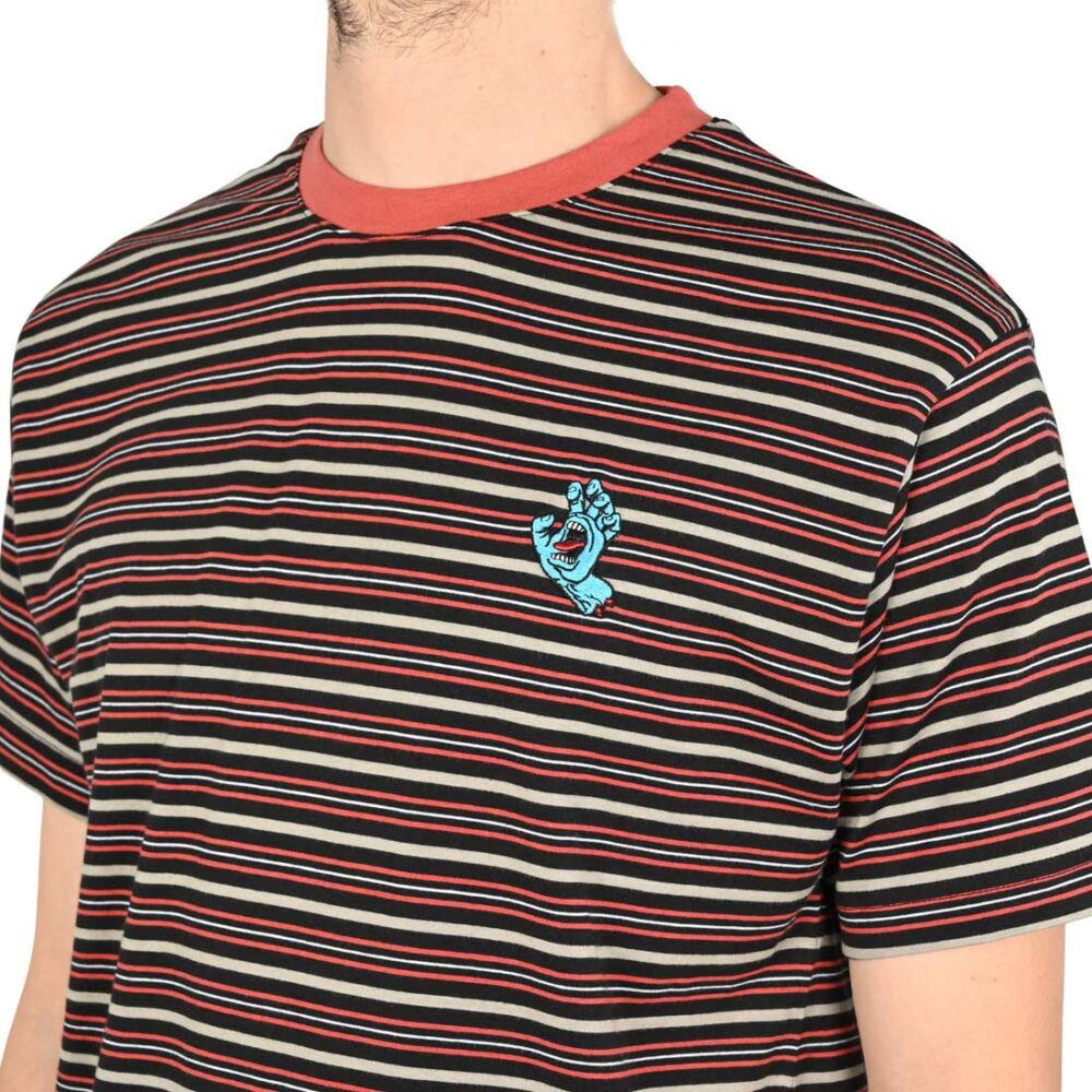 Santa Cruz Mini Hand Stripe S/S T-Shirt - Black Stone Stripe