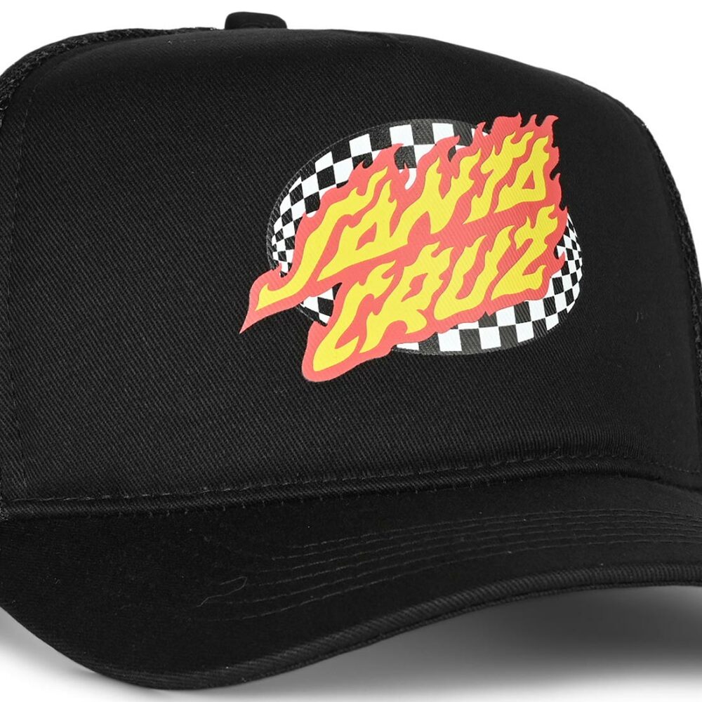 Santa Cruz Flaming Dice Dot Mesh Back Cap - Black
