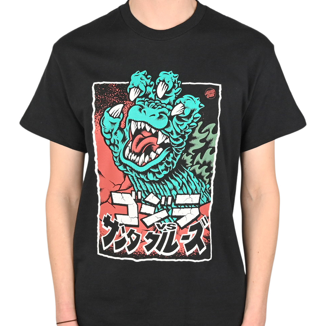 Santa Cruz vs Godzilla Hand Front S/S T-Shirt Black