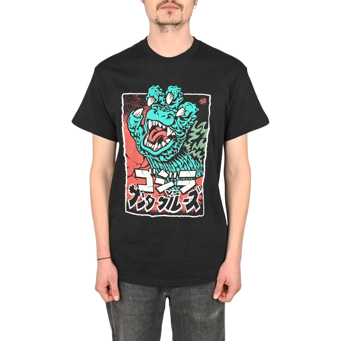 Santa Cruz vs Godzilla Hand Front S/S T-Shirt - Black