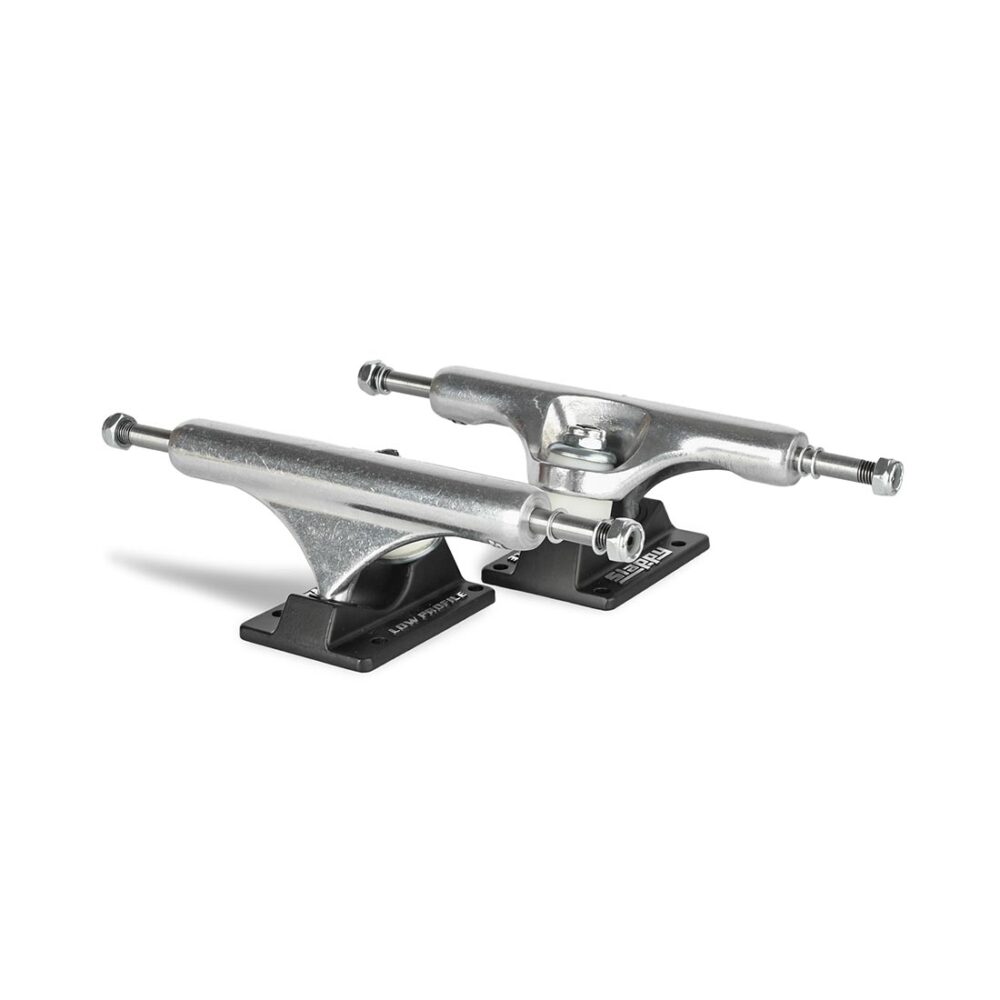 Slappy ST1 Hollow Low 8.25" Skateboard Trucks (Pair) - Polished Silver/Black