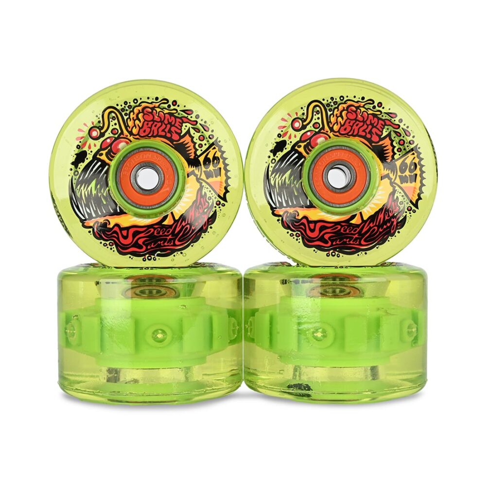 Slime Balls Angler Light Ups OG Slime 78a 66mm Skateboard Wheels - Neon Green