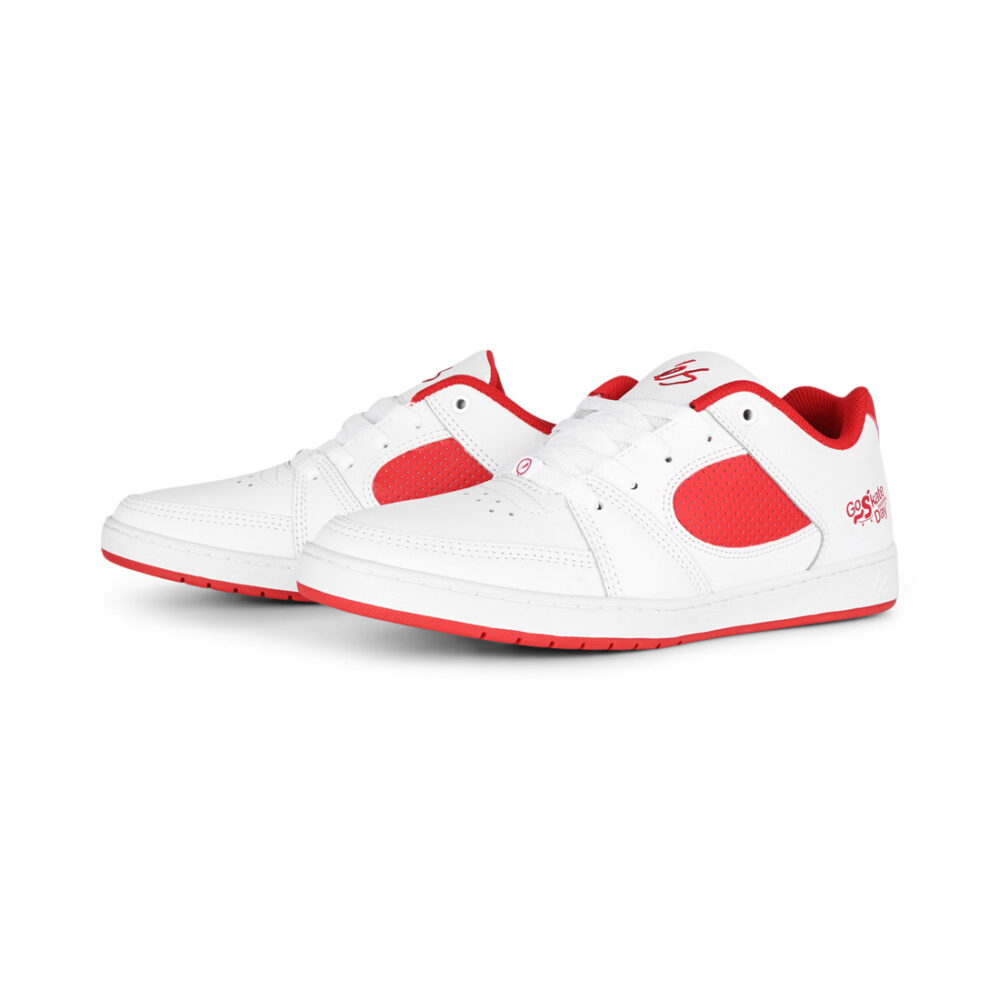 eS x Go Skate Day Accel Slim Skate Shoes - White/Red