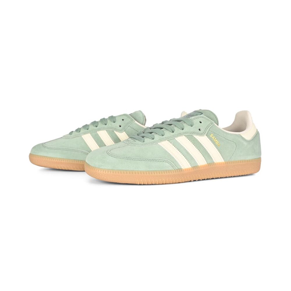 Adidas Samba ADV Skate Shoes - Silver Green/Wonder White/Gold Metallic