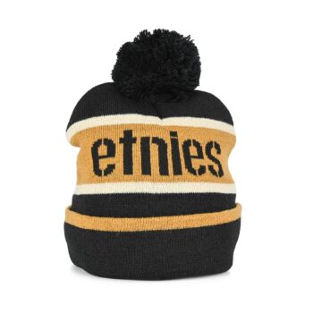 Etnies Stencil Pom Beanie Hat - Black/Gold