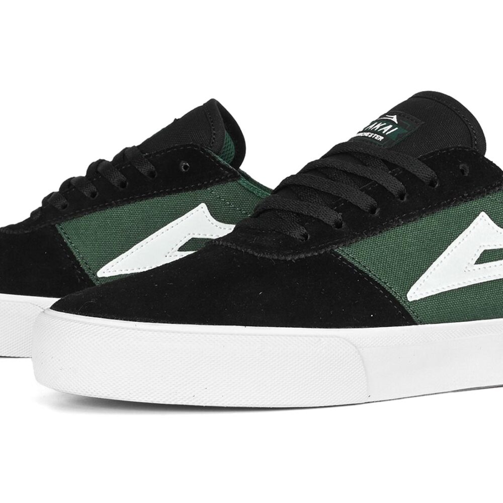 Lakai Manchester Skate Shoes - Black/Pine Green