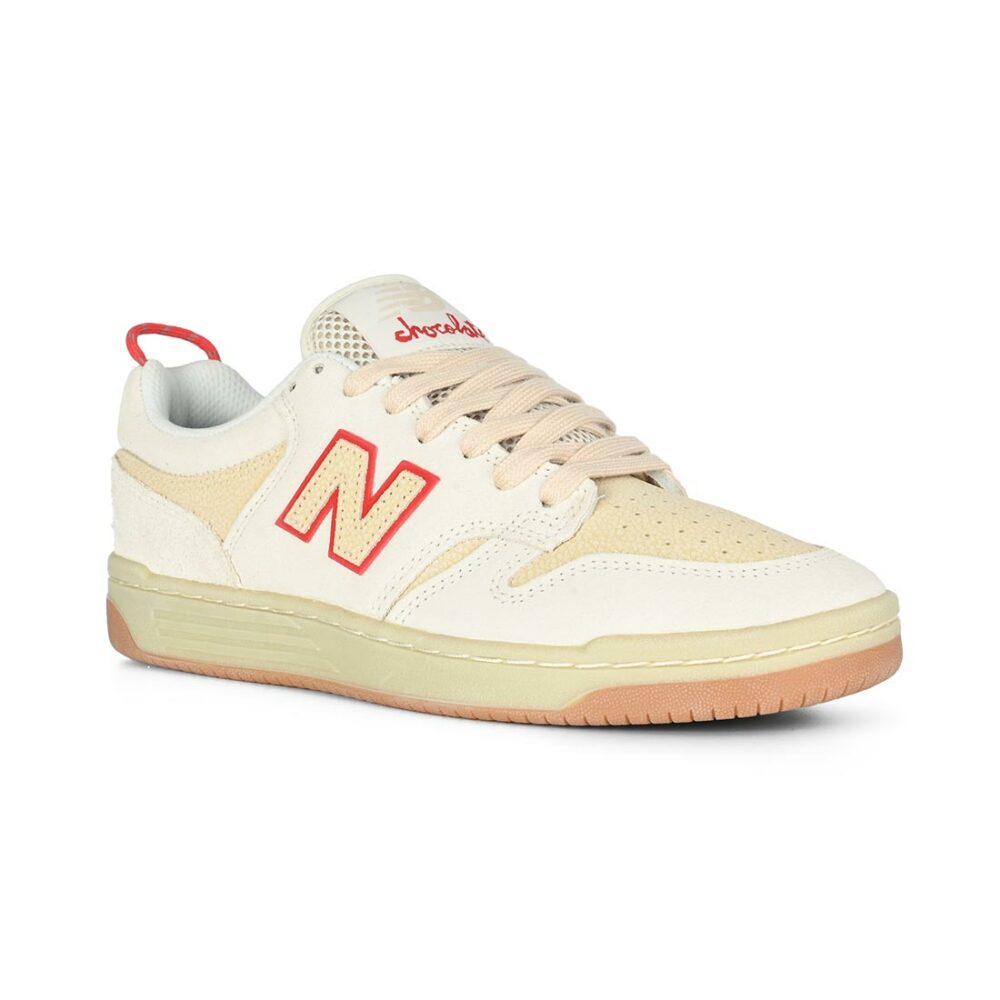 New Balance Numeric x Chocolate 480 Skate Shoes - Sea Salt/Red