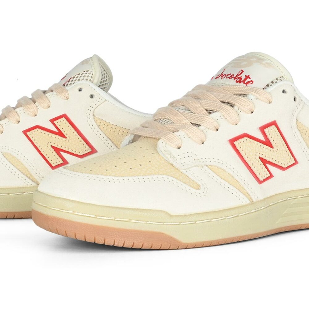 New Balance Numeric x Chocolate 480 Skate Shoes - Sea Salt/Red
