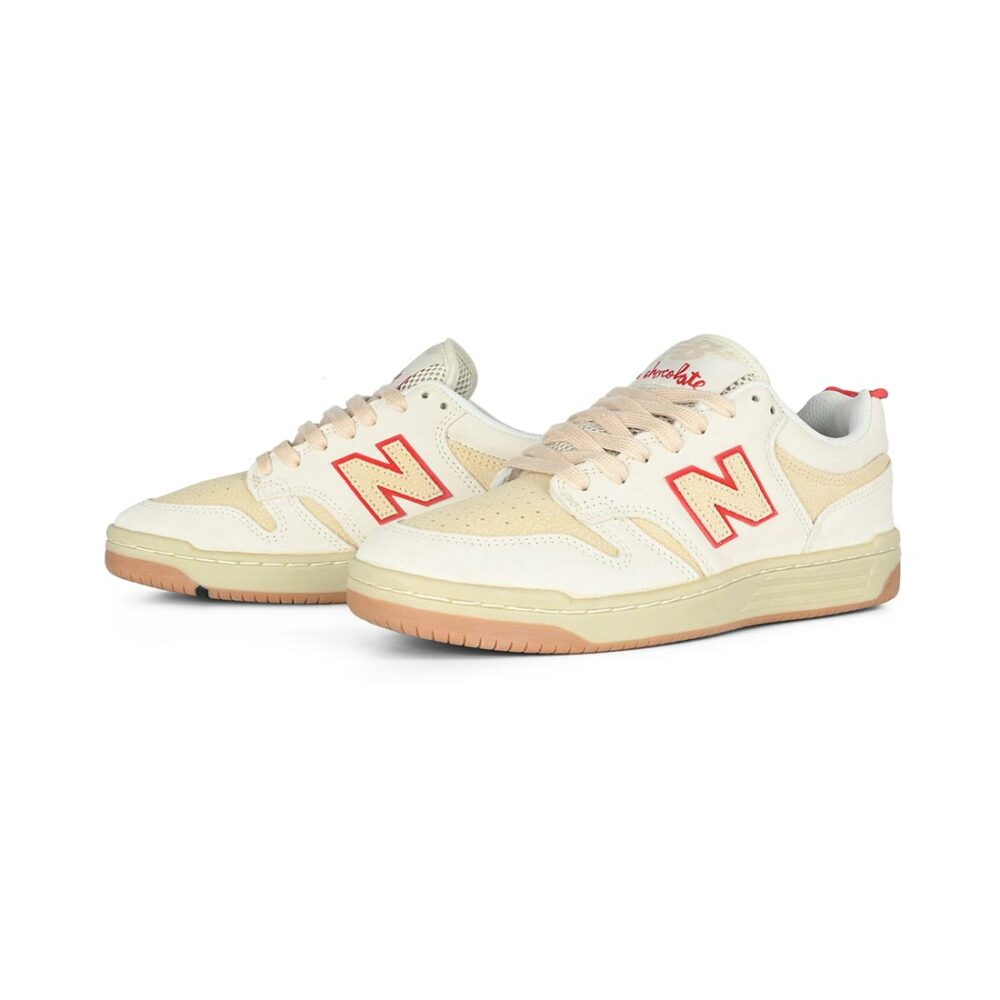 New Balance Numeric x Chocolate 480 Skate Shoes - Sea Salt/Red