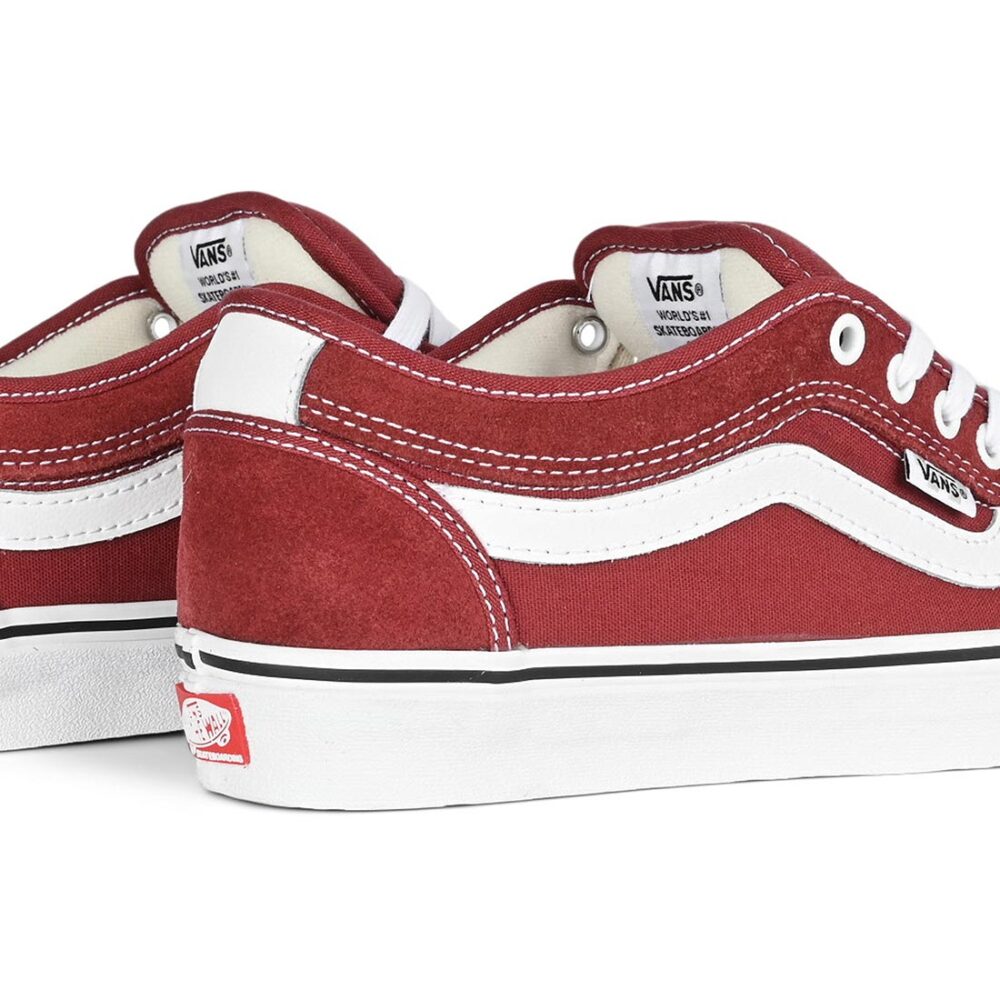 Vans Chukka Low Sidestripe Skate Shoes - Burgundy/White