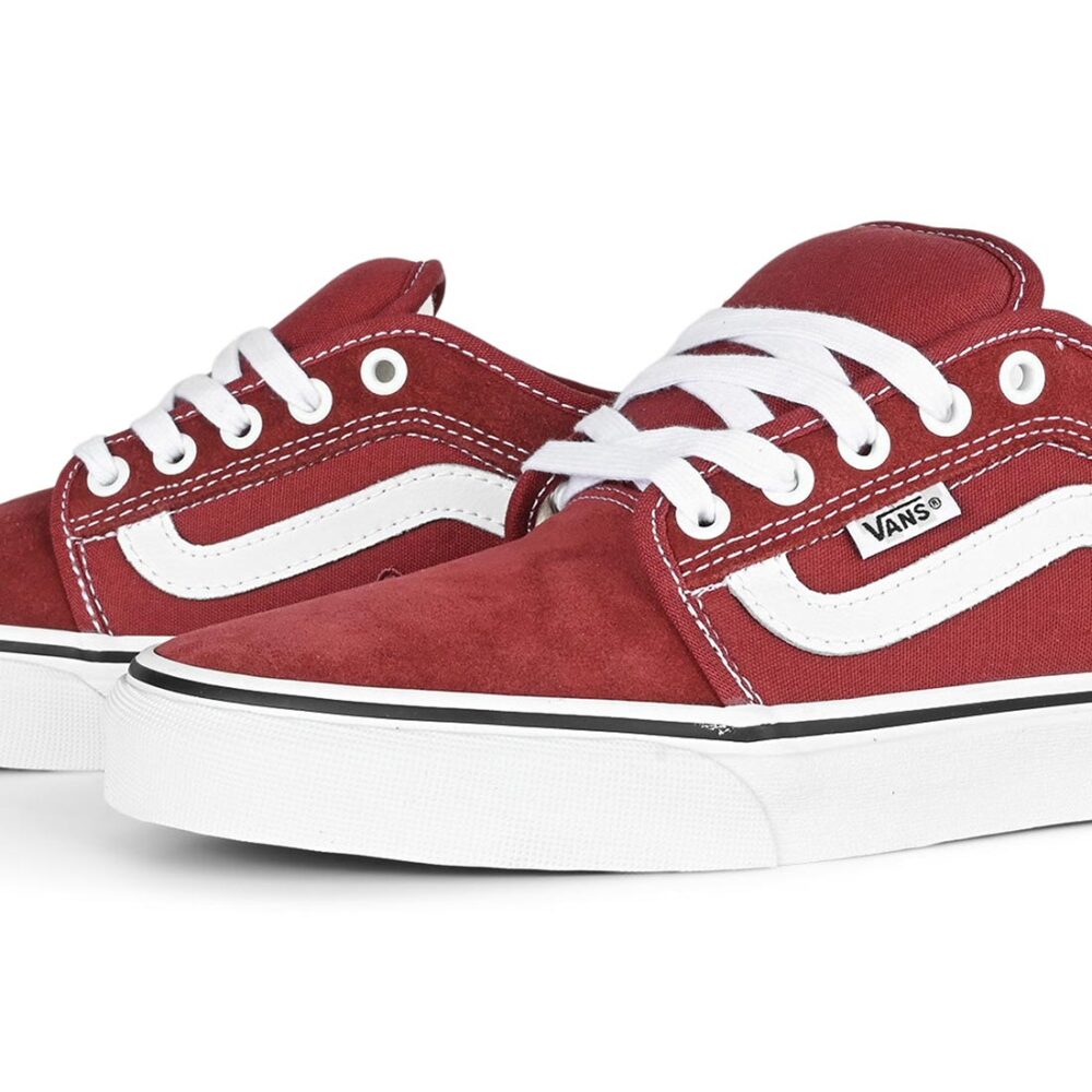 Vans Chukka Low Sidestripe Skate Shoes - Burgundy/White