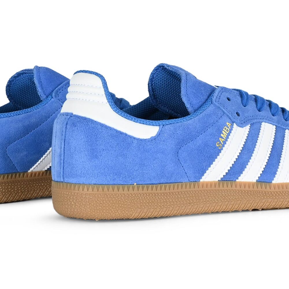 Adidas Samba ADV Skate Shoes - Bluebird/White/Gold Metallic