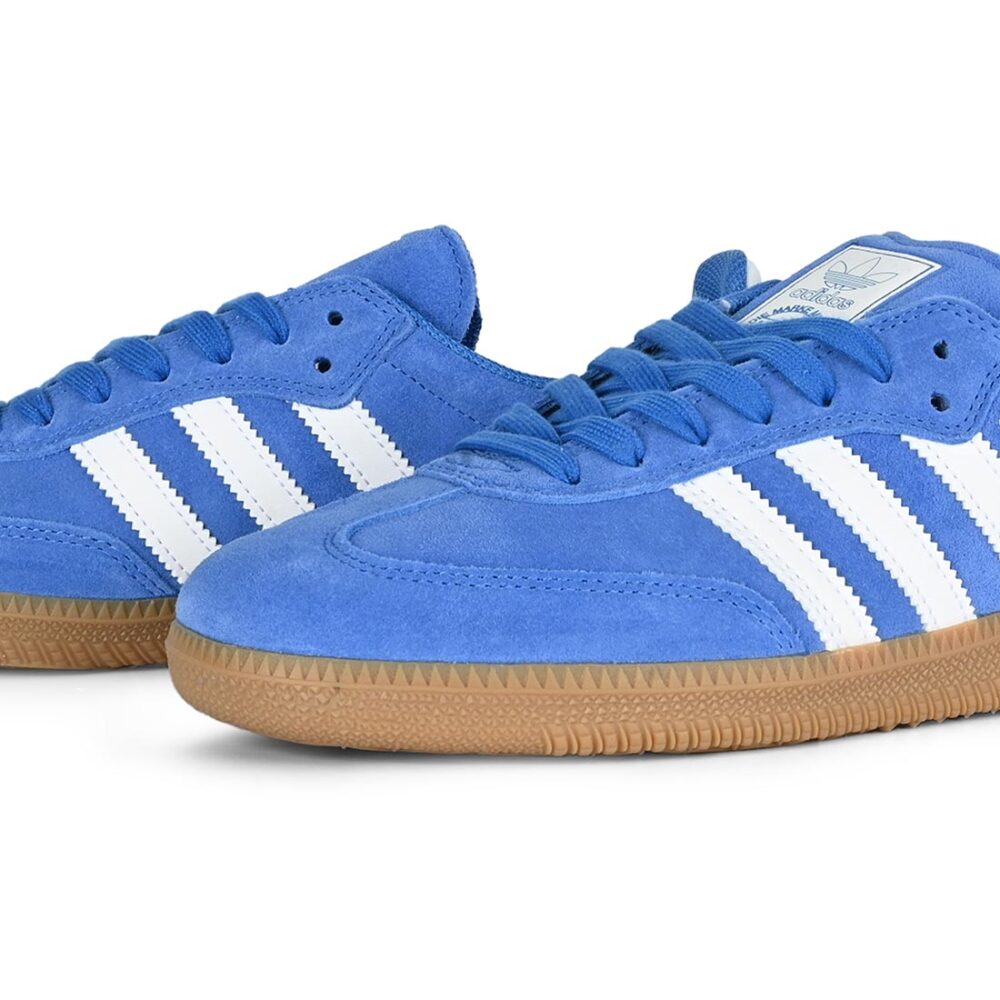 Adidas Samba ADV Skate Shoes - Bluebird/White/Gold Metallic
