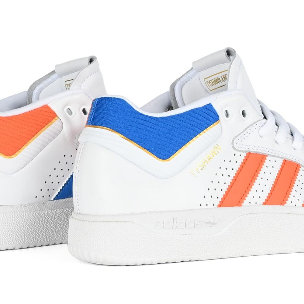 Adidas Tyshawn Skate Shoes - White/Orange/Blue Bird