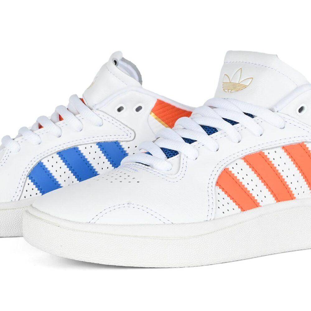 Adidas Tyshawn Skate Shoes - White/Orange/Blue Bird