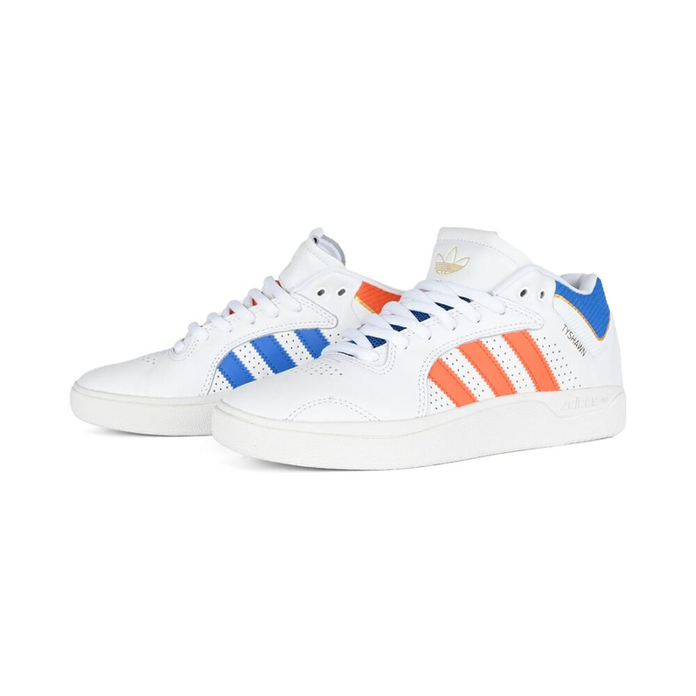 Adidas Tyshawn Skate Shoes - White/Orange/Blue Bird