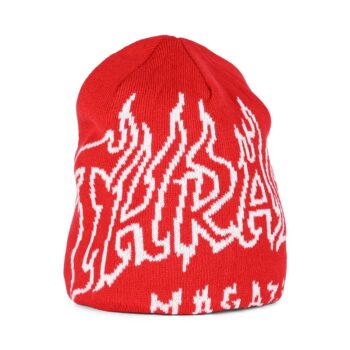 Thrasher Fire Outlined Skully Beanie - Red