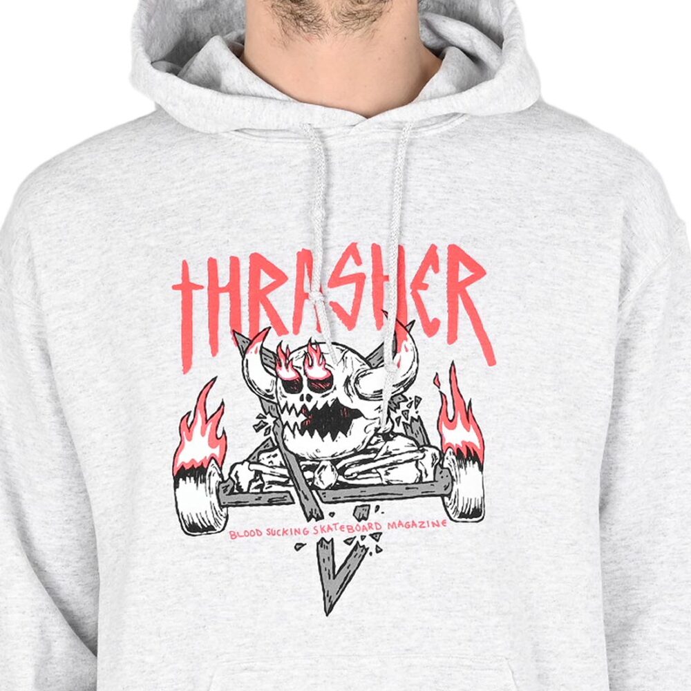 Thrasher x Toy Machine Monster-Gram Pullover Hoodie - Ash Grey