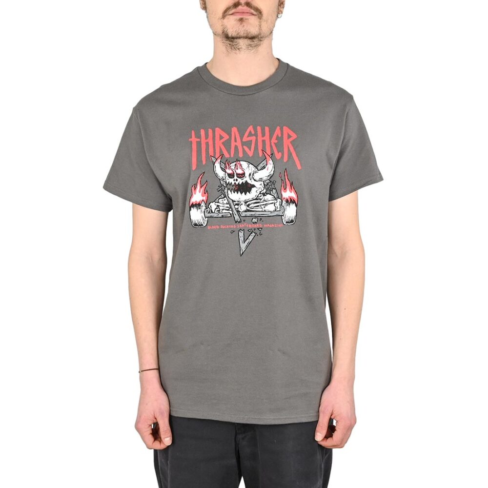 Thrasher x Toy Machine Monster-Gram S/S T-Shirt - Charcoal