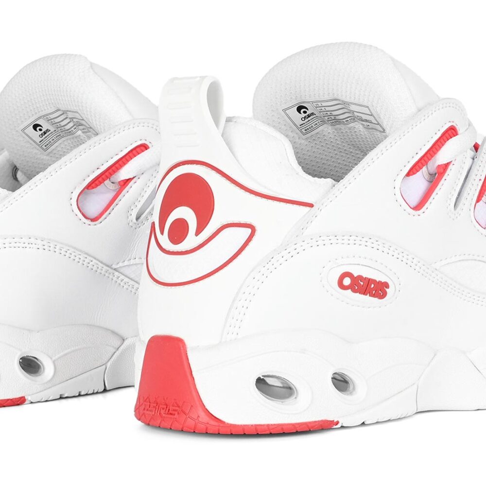 Osiris D3 E Skate Shoes - White/Red/White
