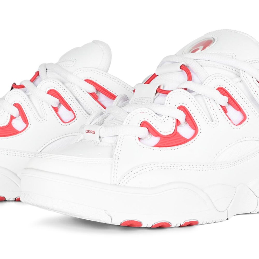 Osiris D3 E Skate Shoes - White/Red/White