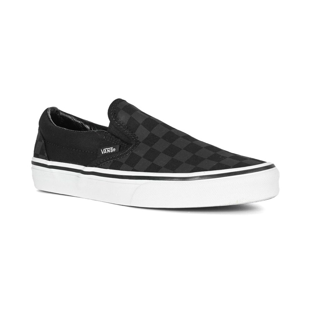Vans Classic Slip-On Skate Shoes - Checkerboard Black/Black