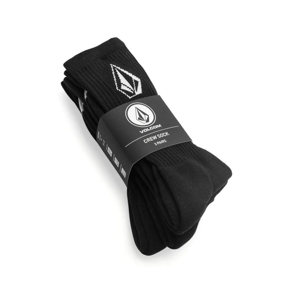 Volcom Full Stone Crew Socks 3 Pack - Black