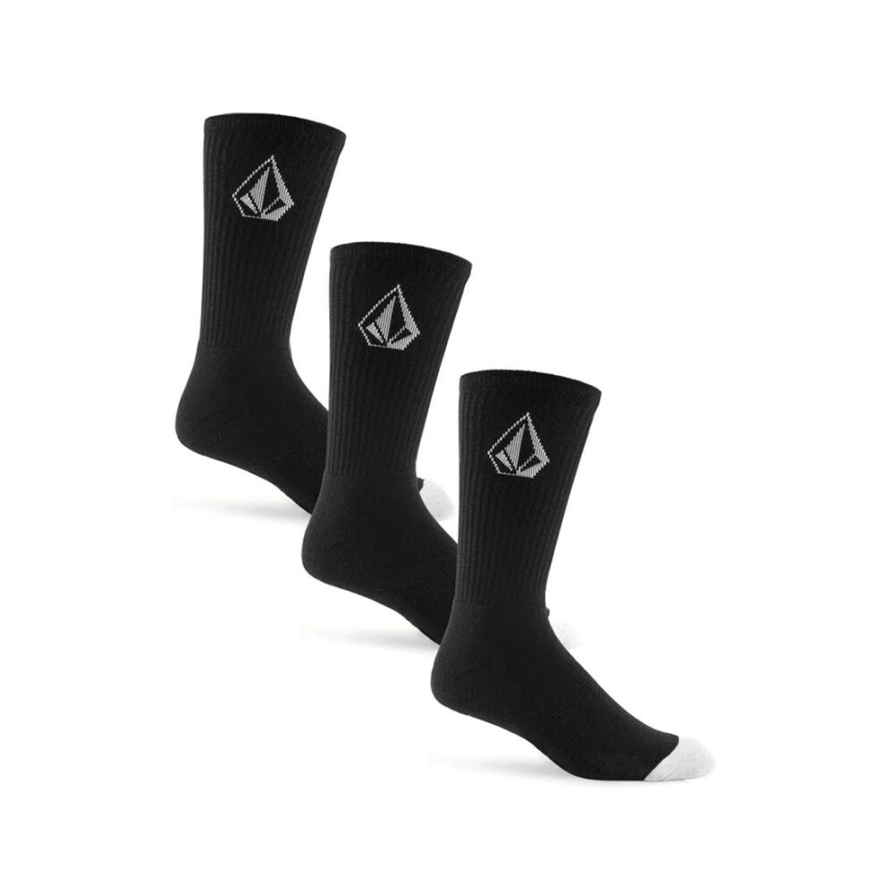 Volcom Full Stone Crew Socks 3 Pack - Black