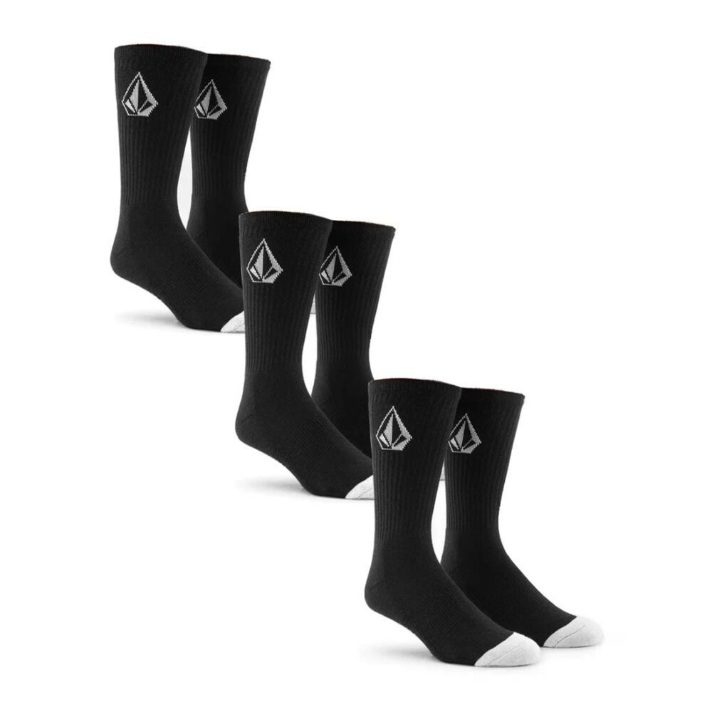 Volcom Full Stone Crew Socks 3 Pack - Black