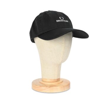 Brixton Alpha LP Strapback Cap - Black/White Rinse