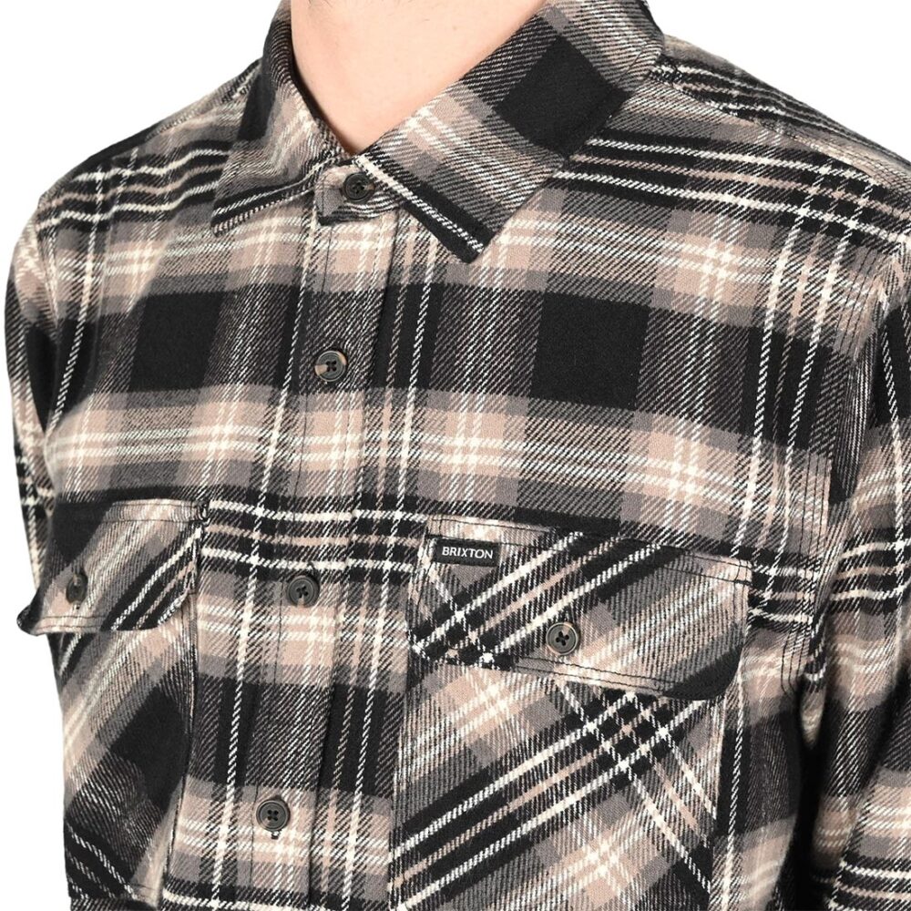 Brixton Bowery L/S Shirt - Black/Charcoal/Beige