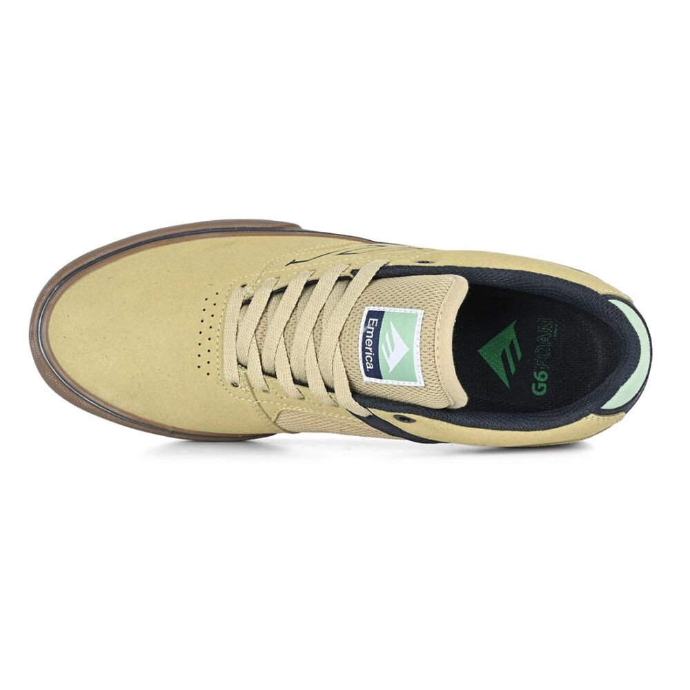 Emerica The Low Vulc Skate Shoes - Tan/Blue/Green