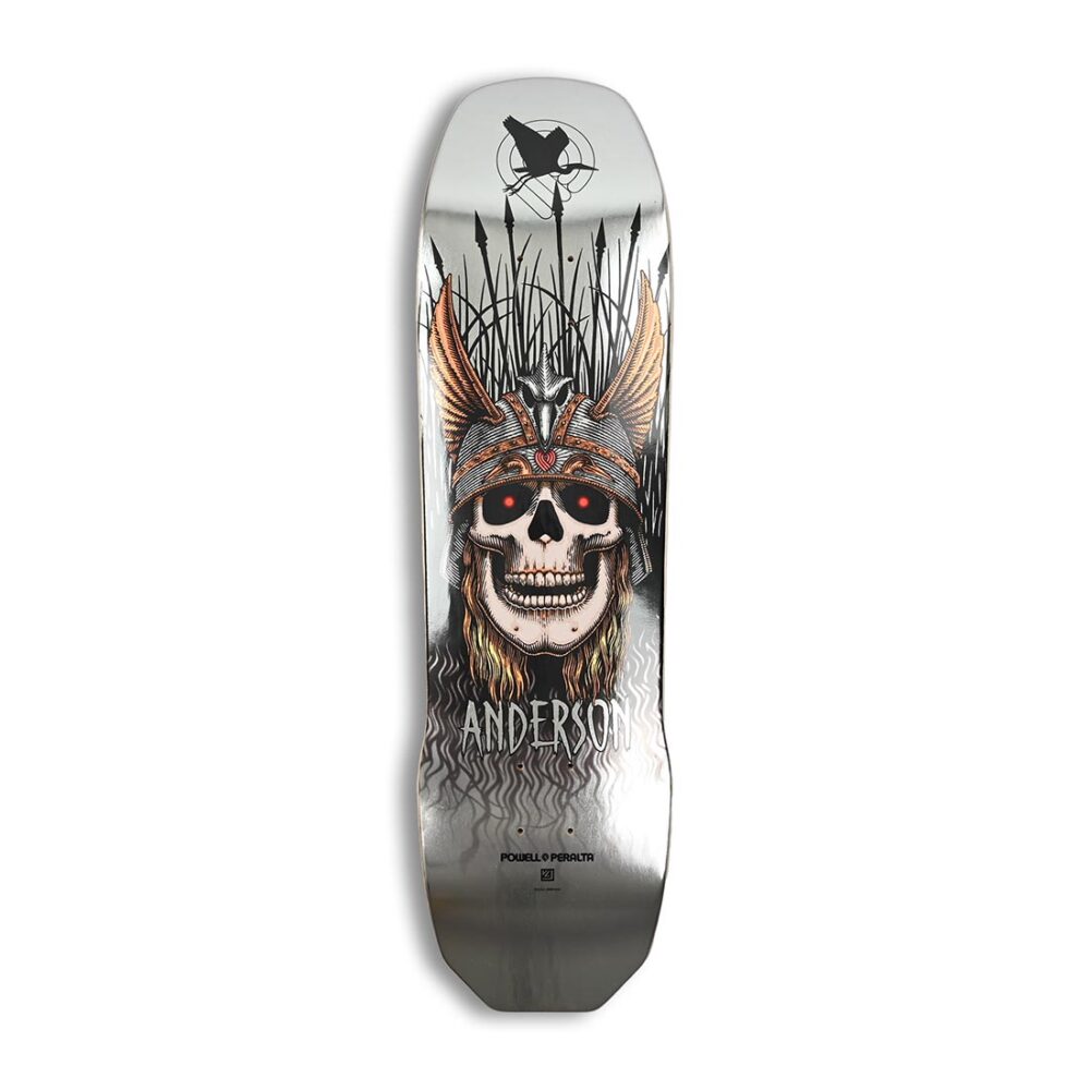Powell Peralta Anderson Heron Skull 8.45" Skateboard Deck - Silver Foil