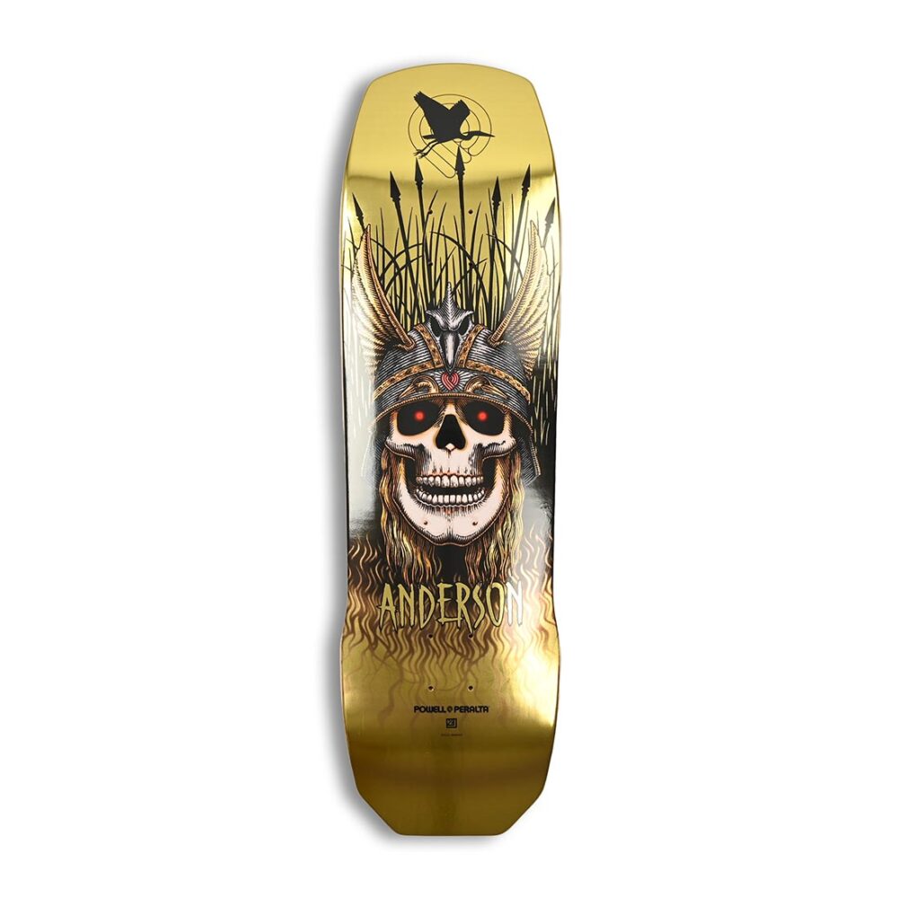 Powell Peralta Andy Anderson Heron Skull 9.13" Skateboard Deck - Gold Foil