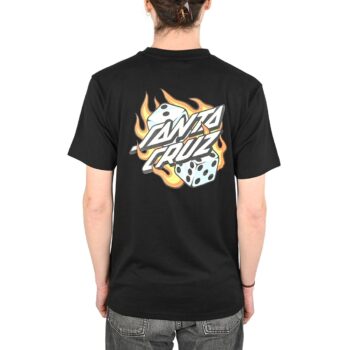 Santa Cruz Flaming Dice Dot Chest S/S T-Shirt - Black