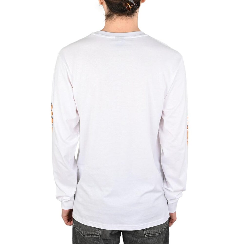 Santa Cruz Flaming Dice Dot Front L/S T-Shirt - White