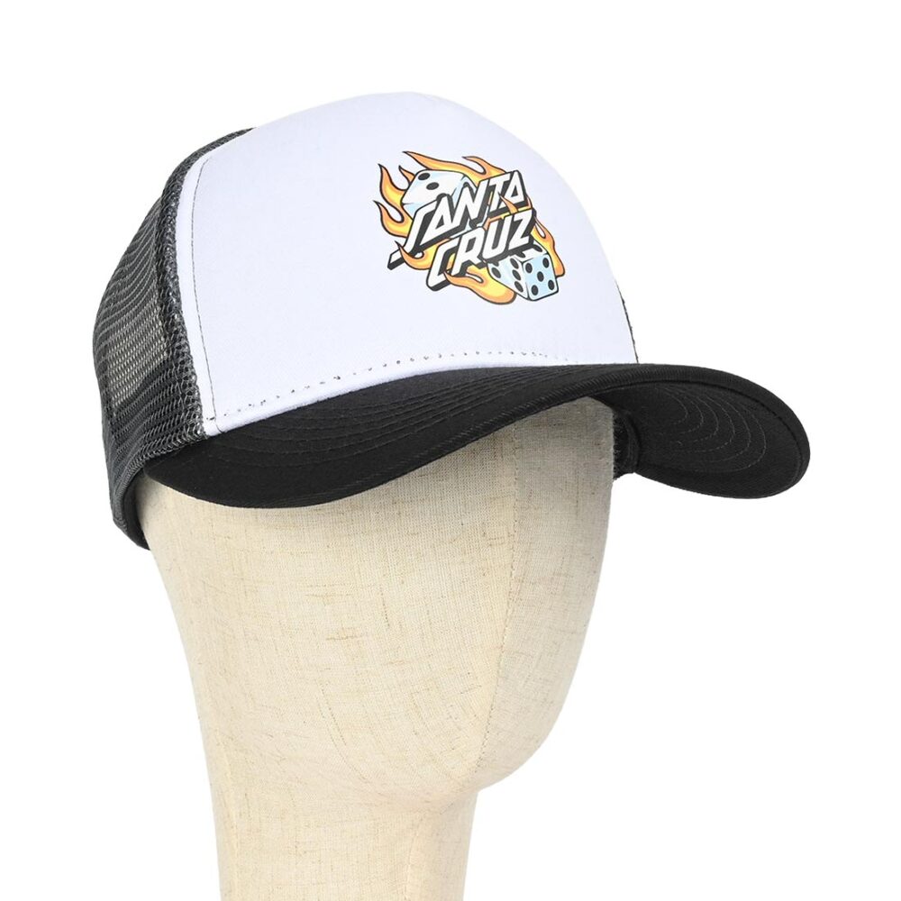 Santa Cruz Flaming Dice Dot Mesh Back Cap - White/Grey