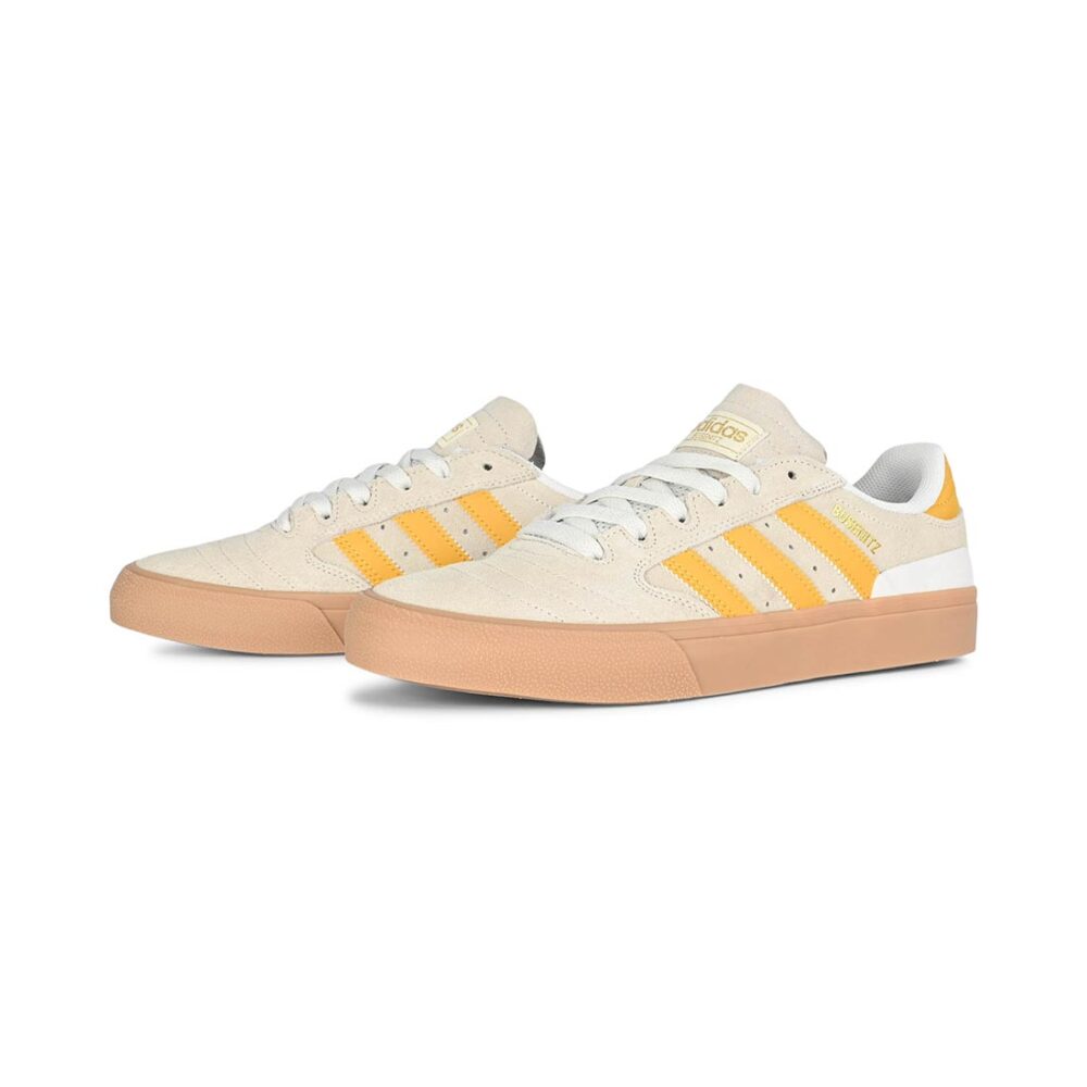 Adidas Busenitz Vulc II Skate Shoes - Crystal White/Preloved Yellow/Gold Metallic