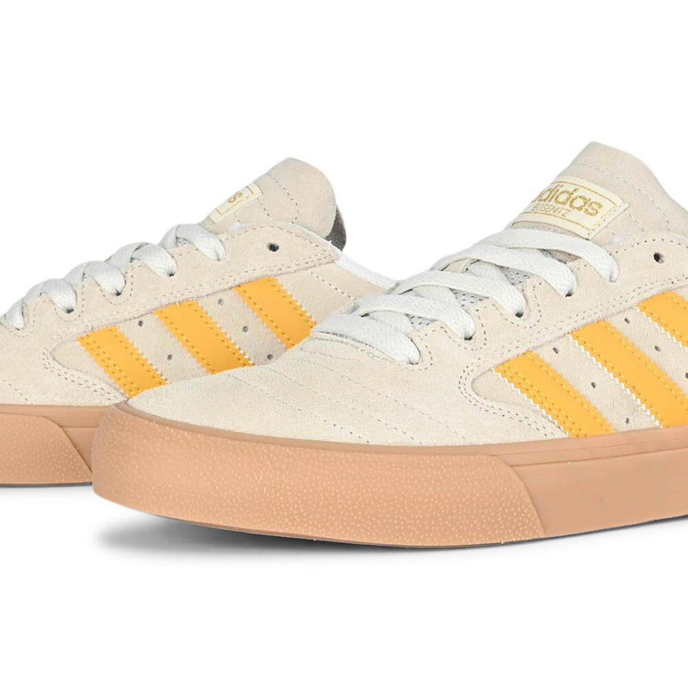 Adidas Busenitz Vulc II Skate Shoes - Crystal White/Preloved Yellow/Gold Metallic