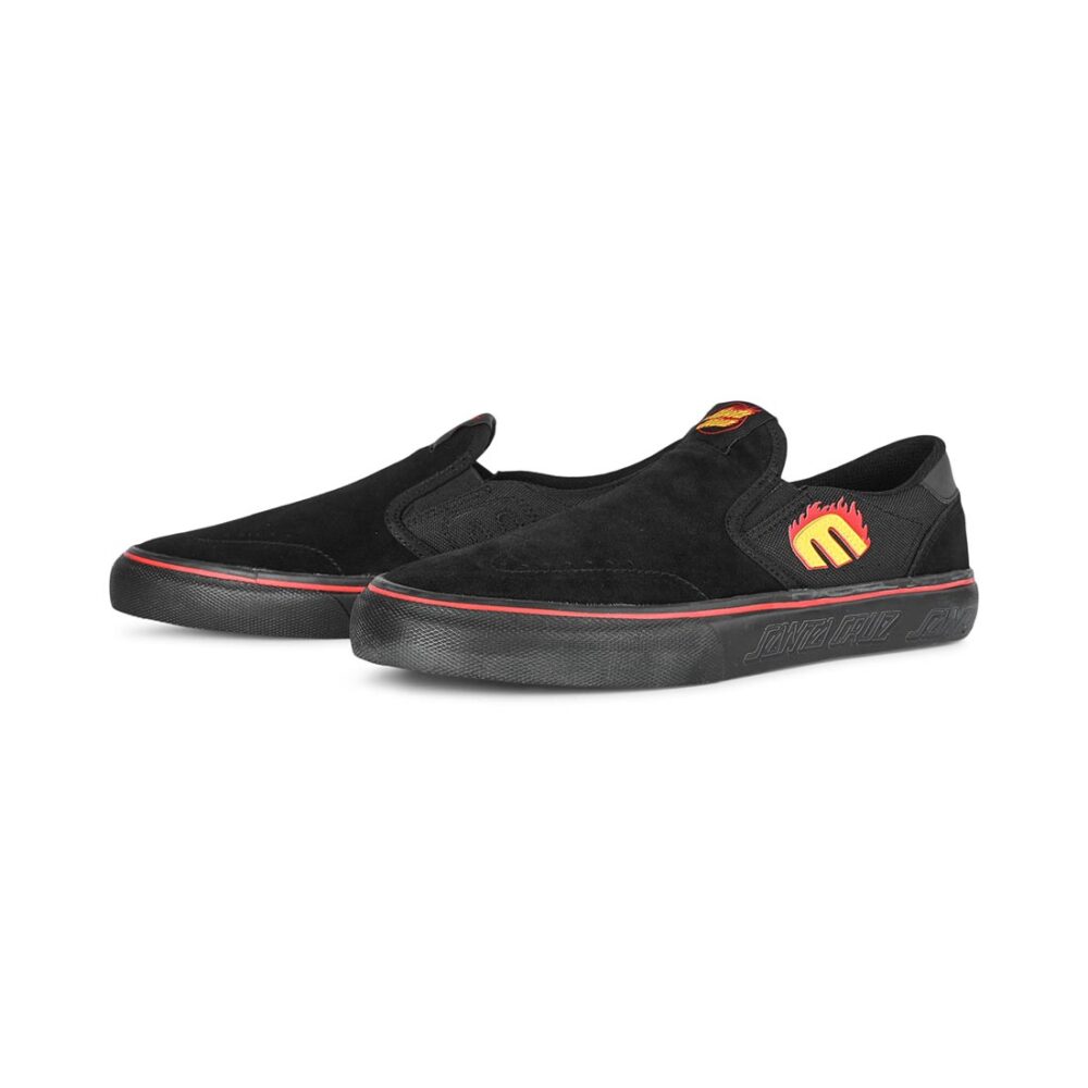Etnies x Santa Cruz Lo-Cut Slip-On Skate Shoes - Black