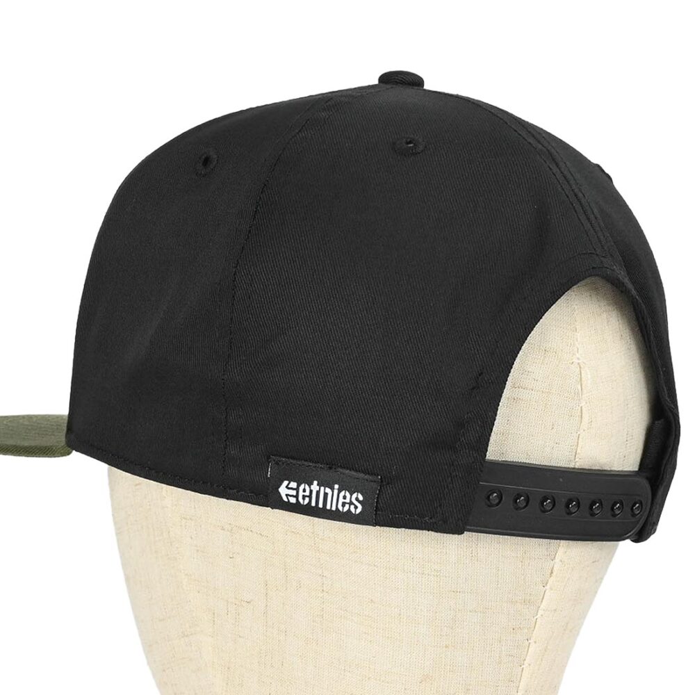 Etnies Corp Snapback Cap – Black/Olive