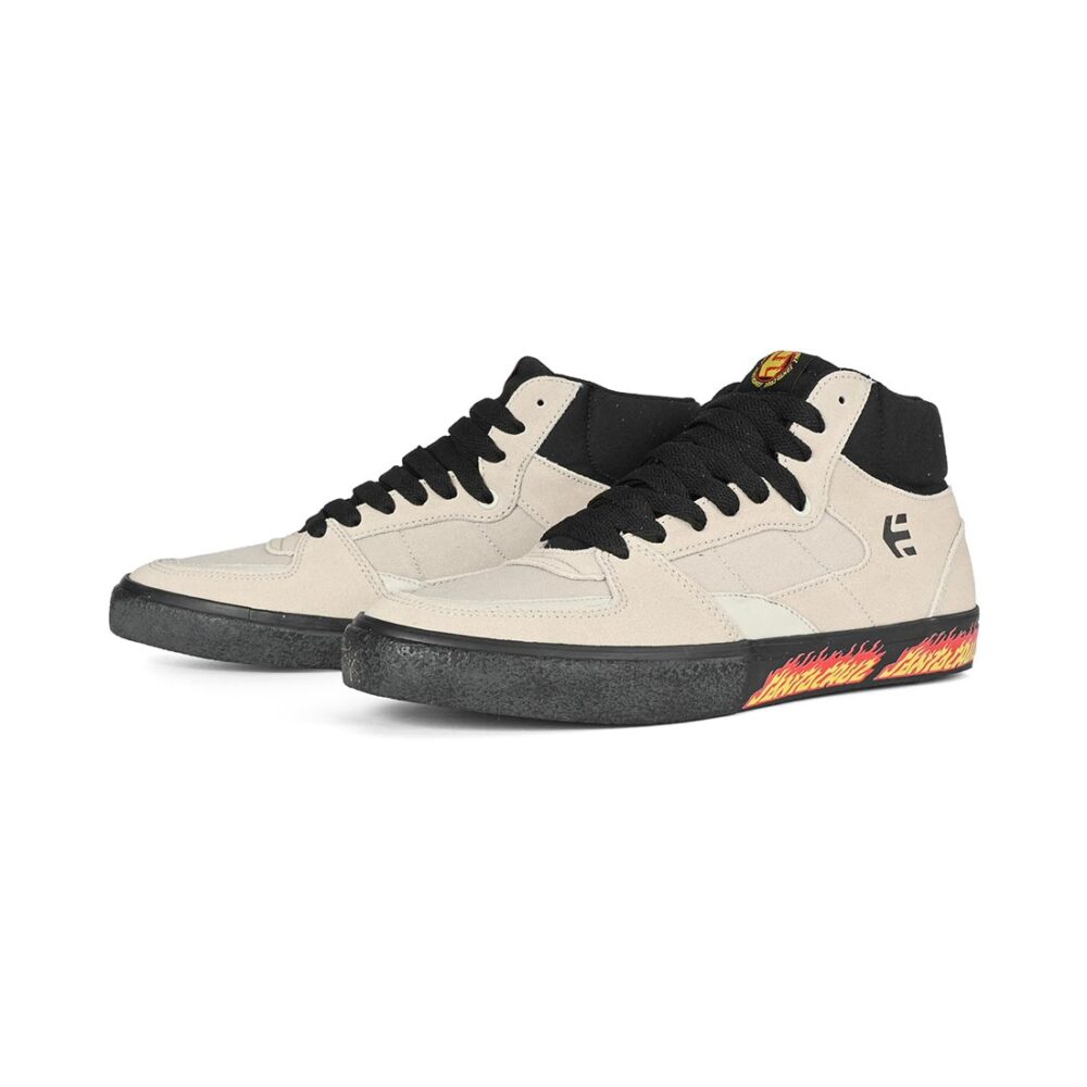 Etnies x Santa Cruz Screw Vulc Mid Skate Shoes - White/Black