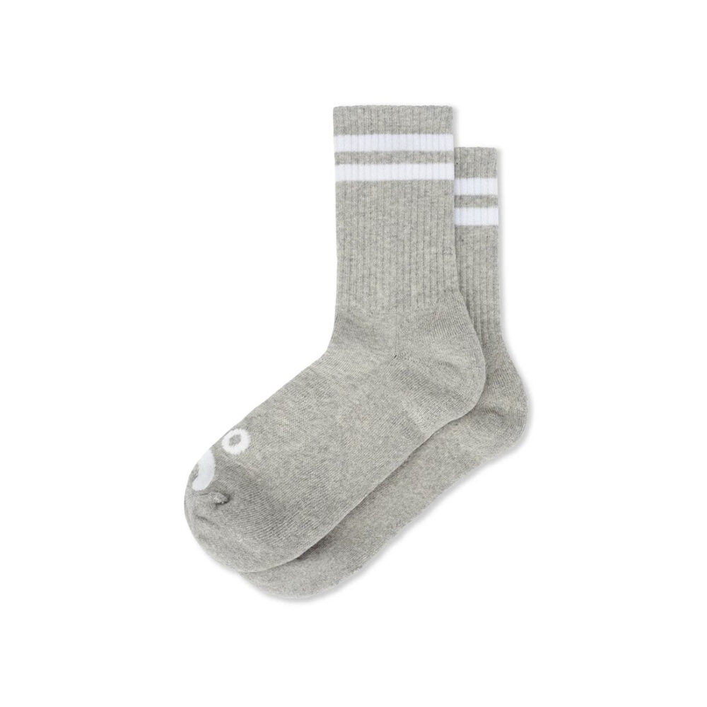 Polar Happy Sad Rib Socks - Heather Grey