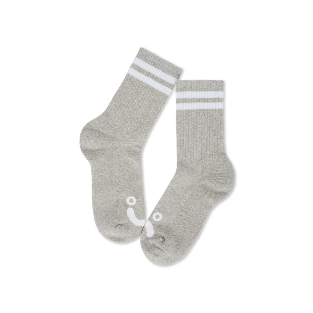 Polar Happy Sad Rib Socks - Heather Grey