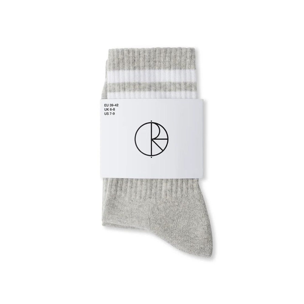 Polar Happy Sad Rib Socks - Heather Grey