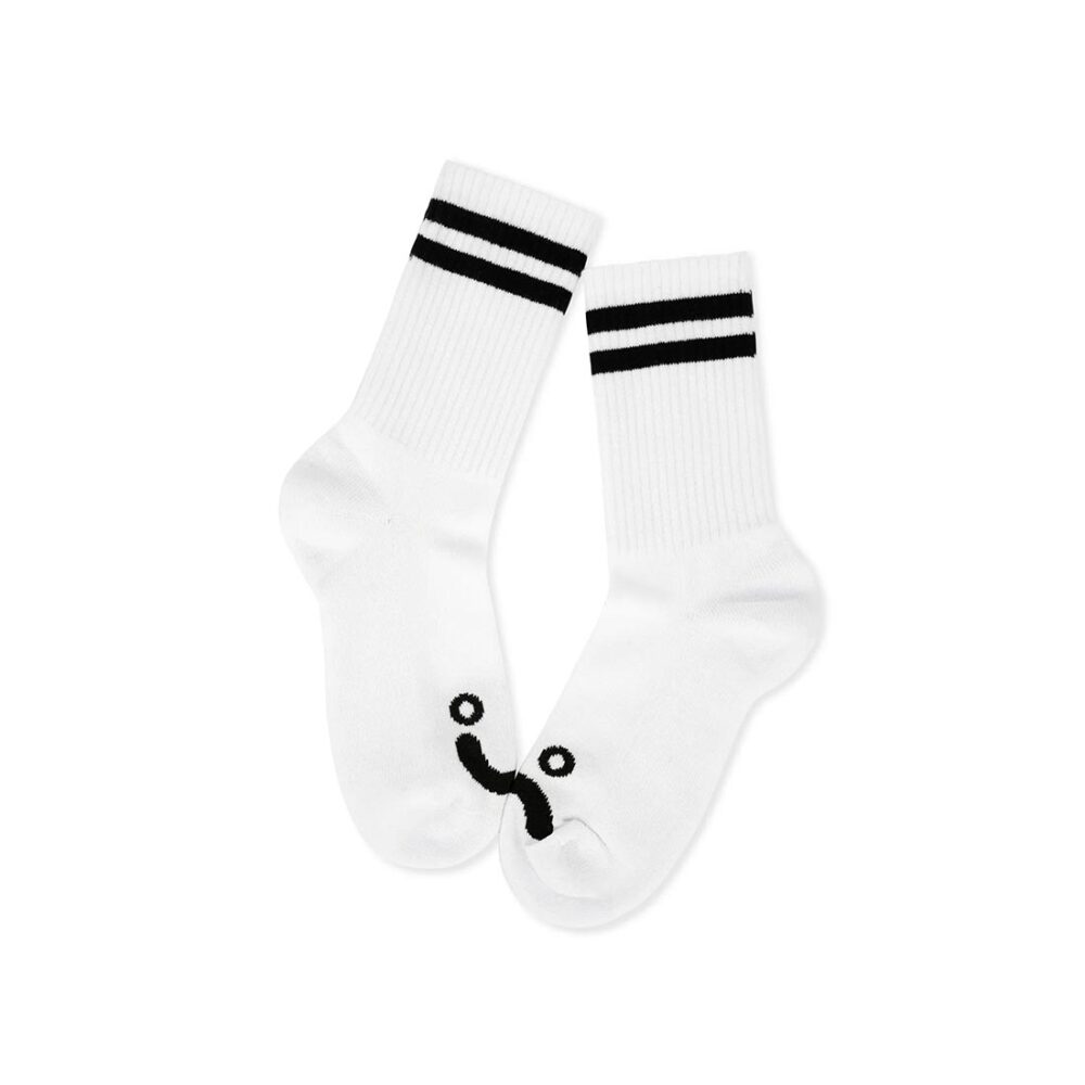 Polar Happy Sad Rib Socks - White