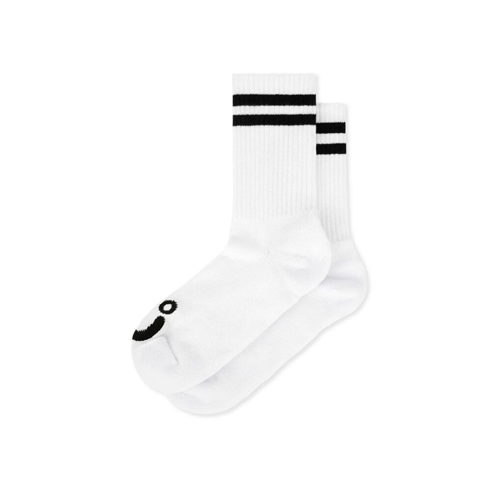 Polar Happy Sad Rib Socks - White
